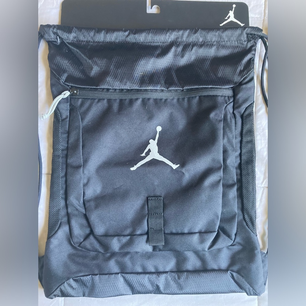 Jordan Drawstring Backpack w Zippered Pocket